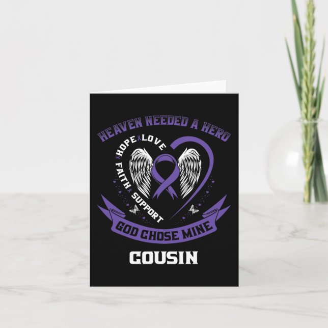Purple Pancreatic Cancer Awareness Ribbon Cousin H Card (Front)