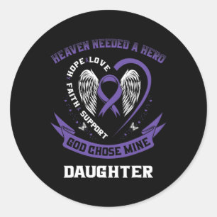 Purple Pancreatic Cancer Awareness Ribbon Daughter Classic Round Sticker