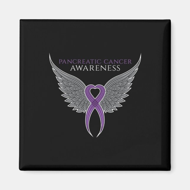 Purple Pancreatic Cancer Awareness Ribbon with Ang Magnet (Front)