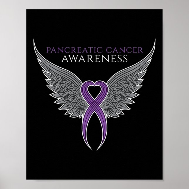 Purple Pancreatic Cancer Awareness Ribbon with Ang Poster (Front)