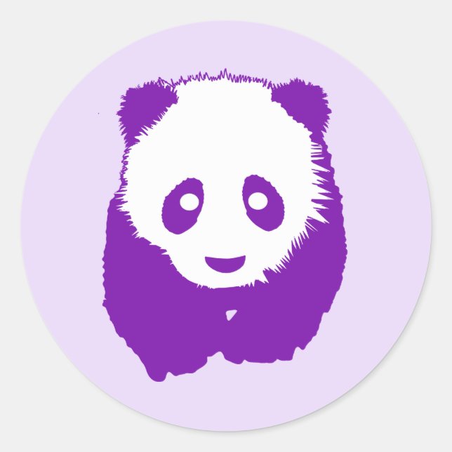 Purple Panda Classic Round Sticker (Front)