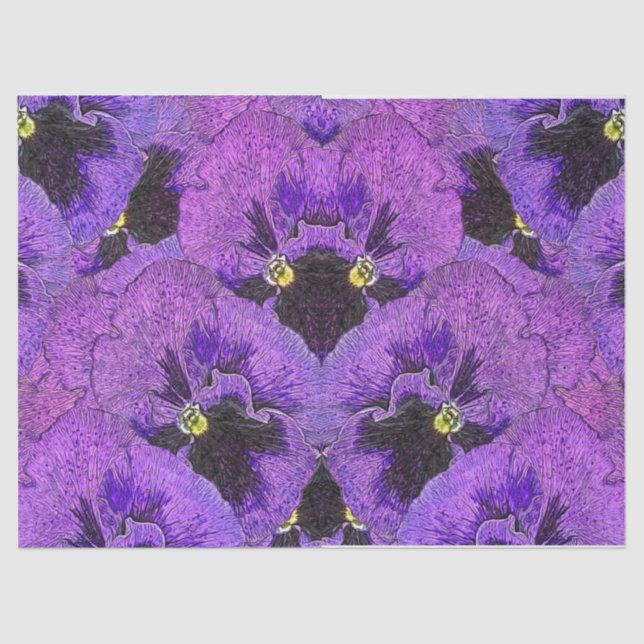 Purple pansies, abstract painting, floral art   tissue paper (Front)