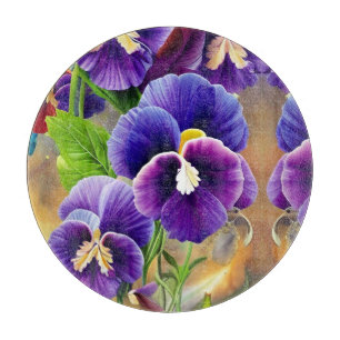Purple Pansies -AI ART Cutting Board
