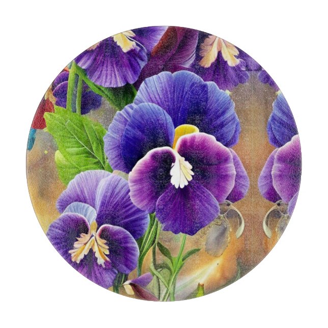 Purple Pansies -AI ART Cutting Board (Front)