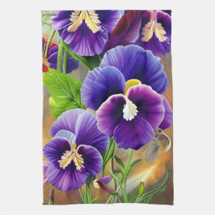 Purple Pansies -AI ART Tea Towel