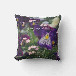 Purple pansies and pink forget-me-nots cushion