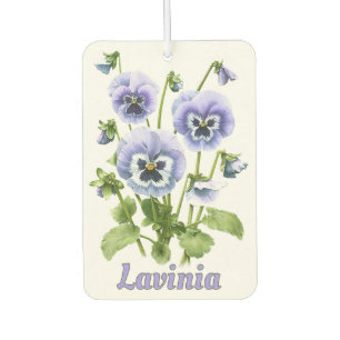 Purple Pansies Botanical Art Personalised Car Air Freshener