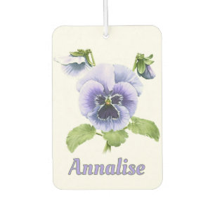 Purple Pansies Botanical Art Personalised Car Air Freshener