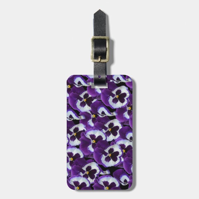 Purple_Pansies_Bouquet,_ Luggage Tag (Front Vertical)