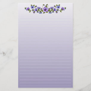 Purple Pansies Floral Bouquet Stationery