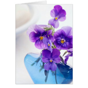 Purple Pansies Flowers Blue Vase Floral Pansy