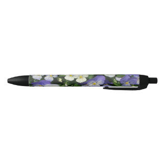 Purple Pansies Garden Floral Black Ink Pen