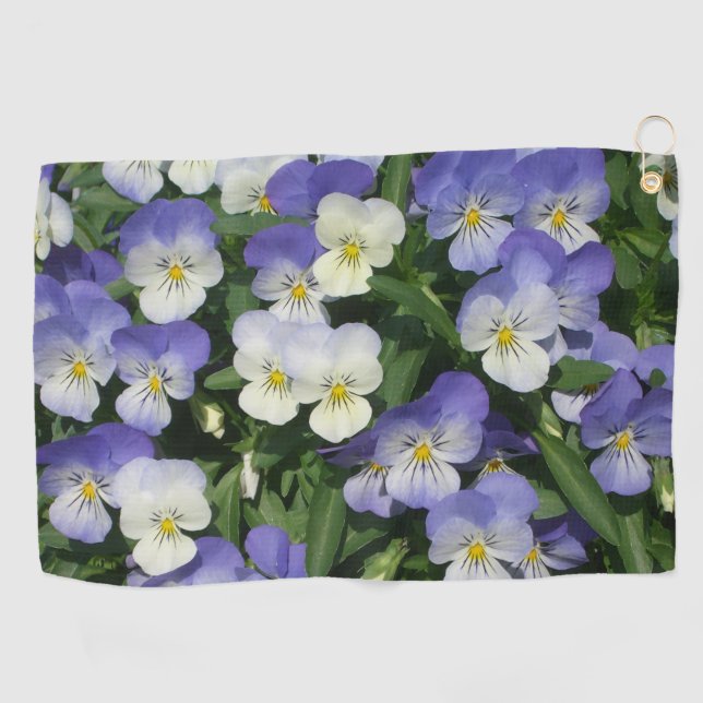 Purple Pansies Garden Floral Golf Towel (Horizontal)