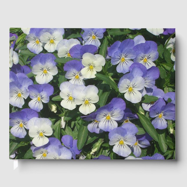 Purple Pansies Garden Floral Guest Book (Front)