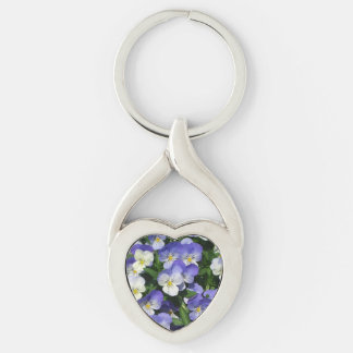 Purple Pansies Garden Floral Key Ring