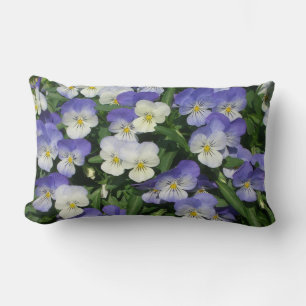 Purple Pansies Garden Floral Lumbar Cushion