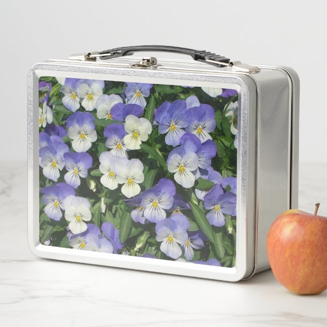 Purple Pansies Garden Floral Metal Lunch Box (In Situ)