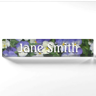Purple Pansies Garden Floral Nameplate