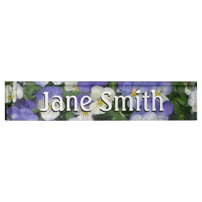 Purple Pansies Garden Floral Nameplate (Front)
