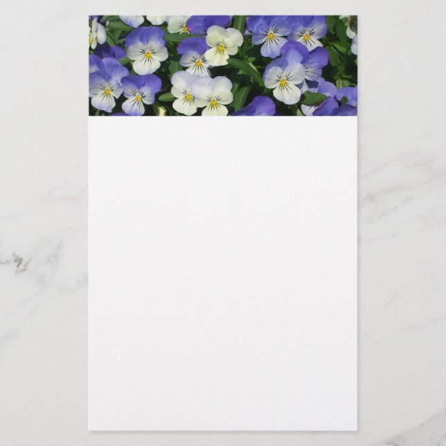 Purple Pansies Garden Floral Stationery (Front)