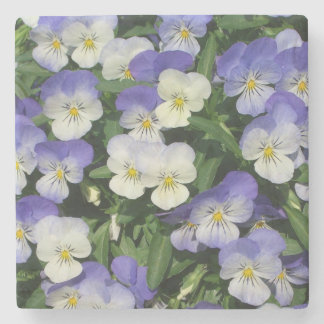 Purple Pansies Garden Floral Stone Coaster