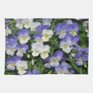 Purple Pansies Garden Floral Tea Towel