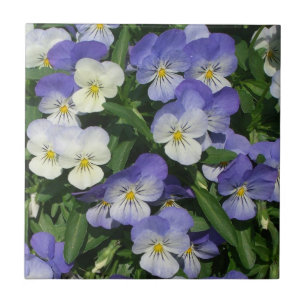 Purple Pansies Garden Floral Tile