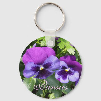 Purple Pansies Keychain