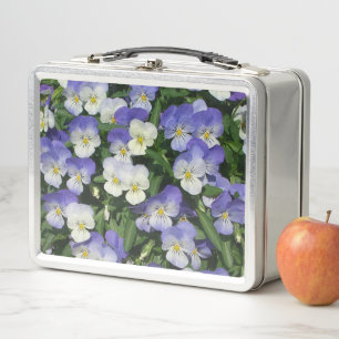 Purple Pansies Metal Lunch Box