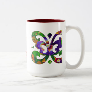 Purple Pansies Motif Two-Tone Coffee Mug