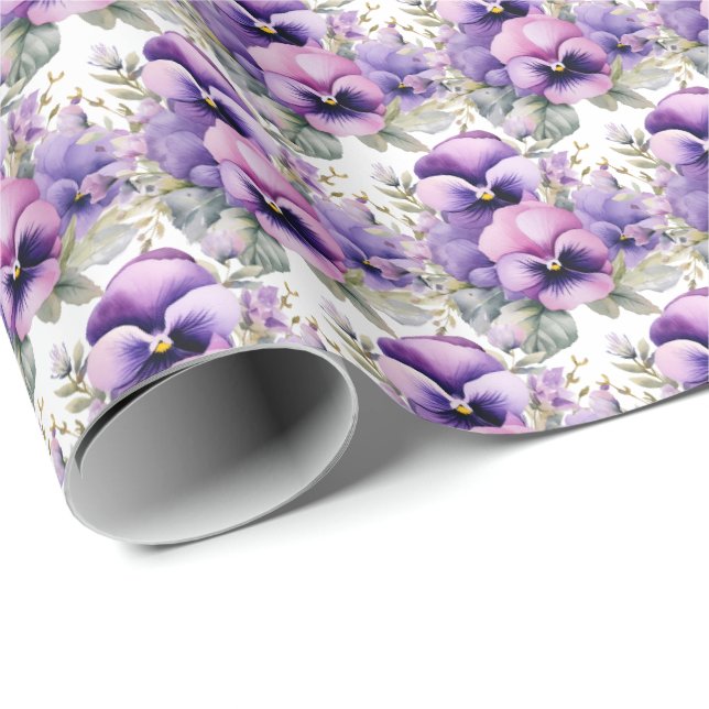 Purple Pansies Pansy Wrapping Paper (Roll Corner)