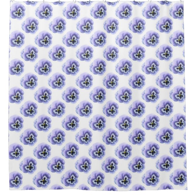 Purple Pansies Pattern Shower Curtain (Front)
