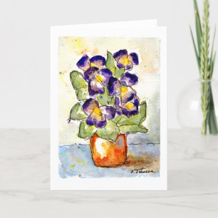 Purple Pansies Watercolor Card