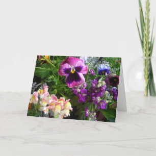 Purple pansy and friends card