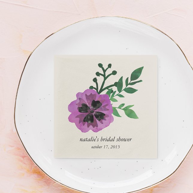 Purple Pansy Bridal Shower Napkins (Creator Uploaded)
