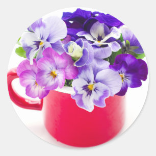 purple pansy classic round sticker