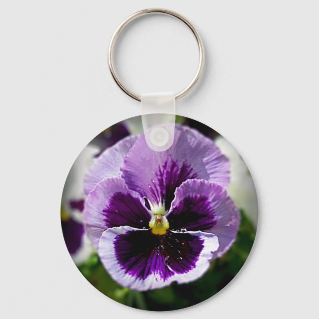 Purple Pansy Close Up Key Ring (Front)