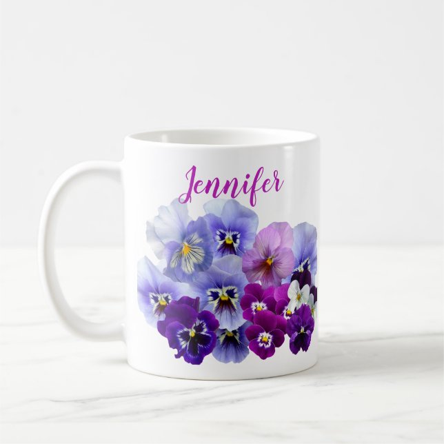 Purple Pansy Coffee Mug Floral (Left)