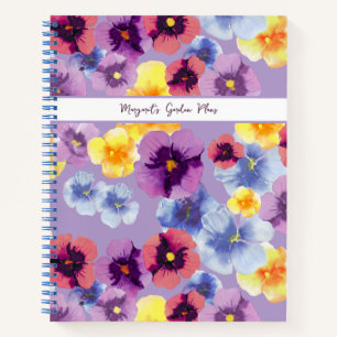 Purple Pansy Elegant Flower Garden Spiral Notebook