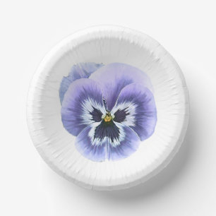 Purple Pansy Face Botanical Art Paper Plates