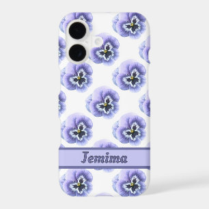 Purple Pansy Face Flower Pattern Personalised