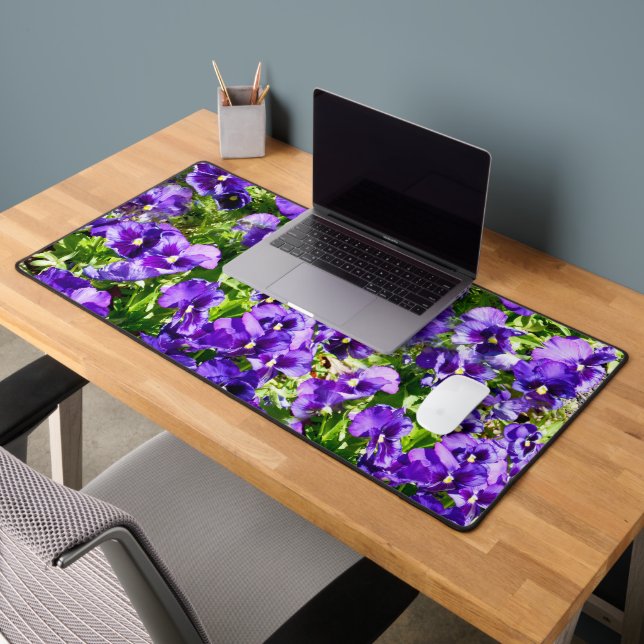 Purple Pansy Field, Desk Mat (Office 2)