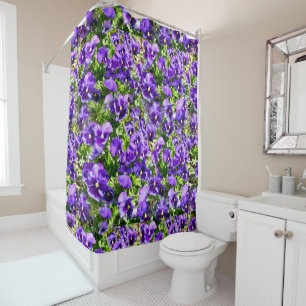 Purple Pansy Field, Shower Curtain