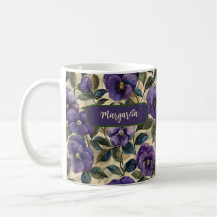 Purple Pansy Floral Flower Custom Mug