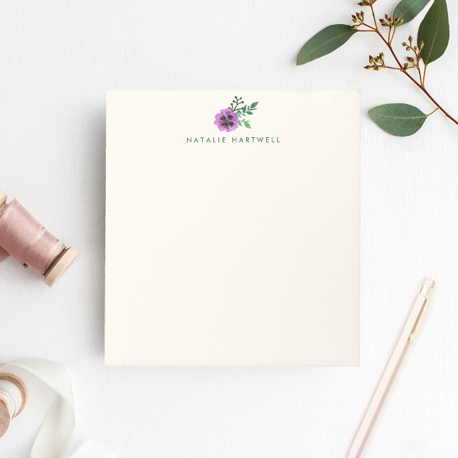 Purple Pansy Floral Personalised Notepad (Creator Uploaded)