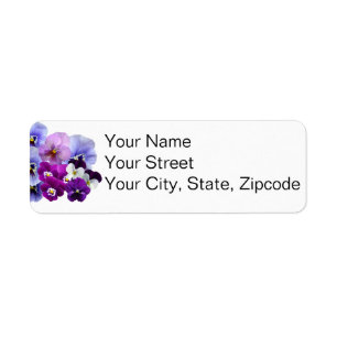 Purple Pansy Floral Return Address