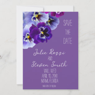 Purple Pansy Floral Save the Date