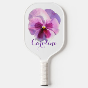 Purple Pansy Flower Custom Name Pickleball Paddle