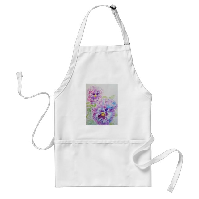 Purple Pansy Flower Floral Art Kitchen Apron (Front)