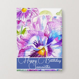 Purple Pansy Flower Floral Womans Name Birthday